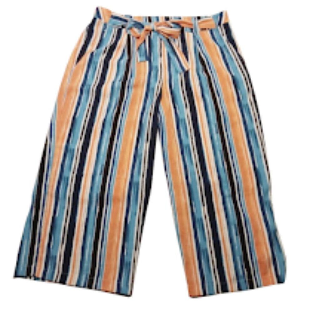 EXTRA LARGE WOMENS BARREL LEG CASUAL PANTS WITH POCKETS AND WAIST TIE